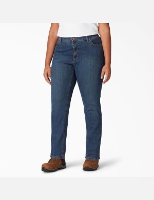 Dickies Perfect Shape Plus Directo Leg Stretch Denim Azules Azules | PIJULS641