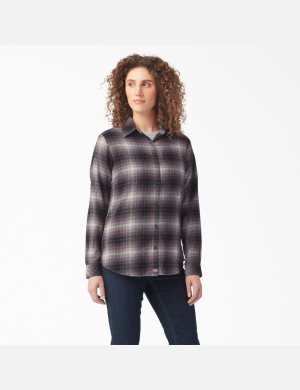 Dickies Plaid Flannel Long Sleeve Morados | UXJSAO205