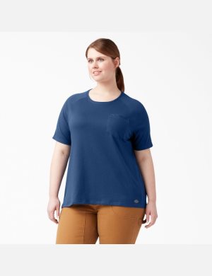 Dickies Plus Cooling Corta Sleeve Azul Marino | LFBCTU781