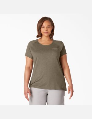 Dickies Plus Cooling Corta Sleeve Verdes | WVJHFY910