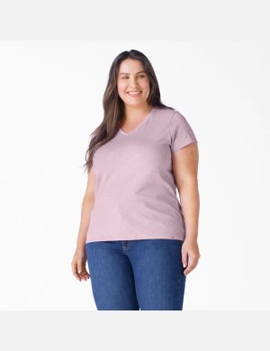 Dickies Plus Corta Sleeve V-Neck Morados | OAFGWN427
