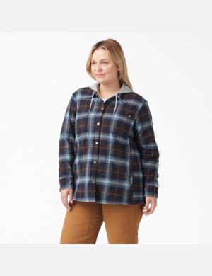 Dickies Plus Flannel Encapuchado Azules Marrom | OKYRFH382