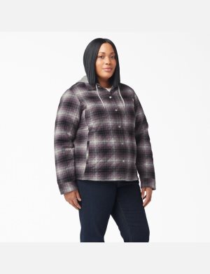 Dickies Plus Flannel Encapuchado Morados Negros | XFMIKN693