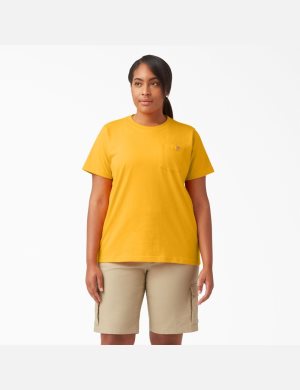 Dickies Plus Heavyweight Corta Sleeve Amarillos | WVZRNY618