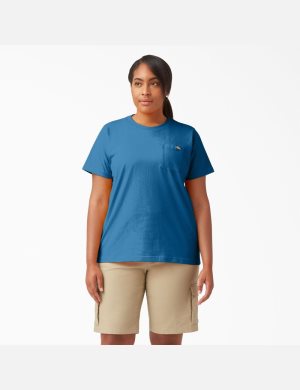 Dickies Plus Heavyweight Corta Sleeve Azules | KTOSGM018
