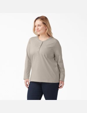 Dickies Plus Heavyweight Henley Beige | KCYTJZ465