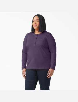Dickies Plus Heavyweight Henley Morados | PSJBQD804