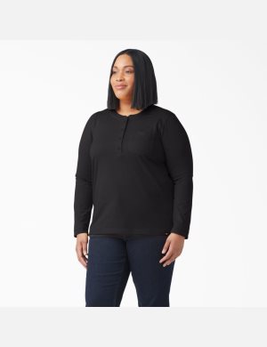 Dickies Plus Heavyweight Henley Negros | XODNCZ106