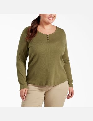 Dickies Plus Henley Shirt Verde Oliva | KJDCVO026