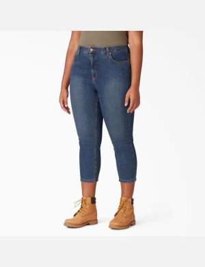 Dickies Plus Perfect Shape Denim Capri Azules Azules | BFZMJS962