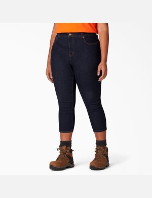 Dickies Plus Perfect Shape Denim Capri Azules Azules | HTGUQM853