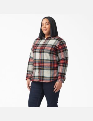 Dickies Plus Size Long Sleeve Plaid Flannel Naranjas | OZPGNC182