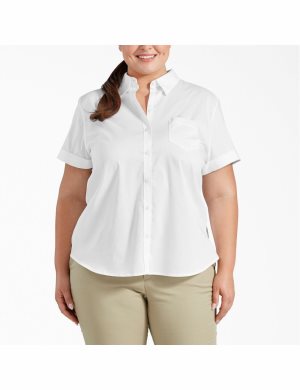 Dickies Plus Stretch Button-Up Blancos | YGVOKP804