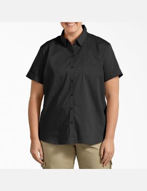Dickies Plus Stretch Button-Up Negros | JQGLZW145