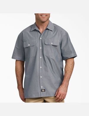 Dickies Relaxed Fit Corta Sleeve Chambray Azul Marino | GFVLNZ235