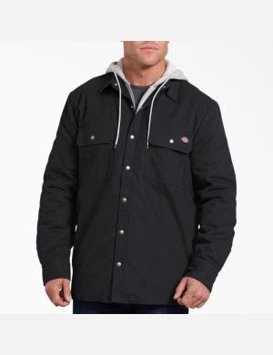 Dickies Relaxed Fit Icon Encapuchado Duck Acolchado Negros | CEQTAG196