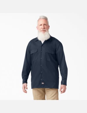 Dickies Relaxed Fit Long Sleeve Azul Marino | YSHEXK017