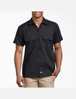 Dickies Slim Fit Corta Sleeve Negros | IXYTZK325