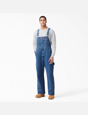 Dickies Stonewashed Indigo Bib Azules Azules | VXBMFL312