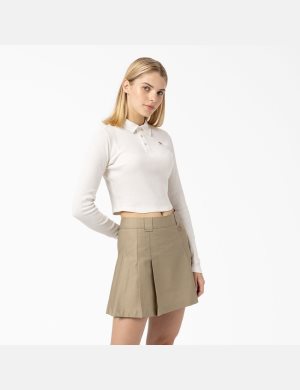 Dickies Tallasee Long Sleeve Polo Blancos | HXJTGF370