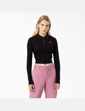 Dickies Tallasee Long Sleeve Polo Negros | DALMPK987