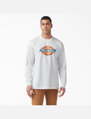 Dickies Tri-Color Logo Estampados T-Shirt Blancos | PQJWIL276
