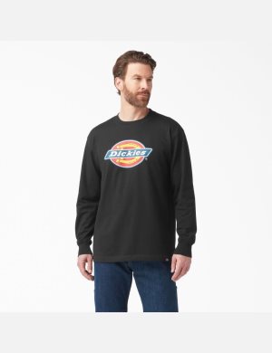 Dickies Tri-Color Logo Estampados T-Shirt Negros | VNFWMT281