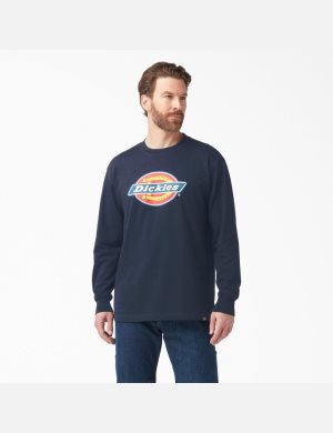Dickies Tri-Color Logo Estampados T-Shirt Azul Marino | YTPKHX087