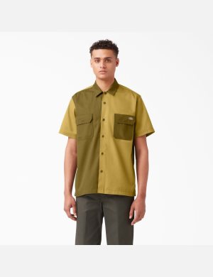 Dickies Twill Button Up Corta Sleeve Verdes | IDBHOJ138