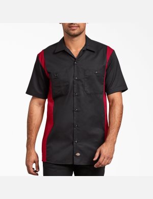 Dickies Two-Tone Corta Sleeve Negros Rojos | LKNCRV184